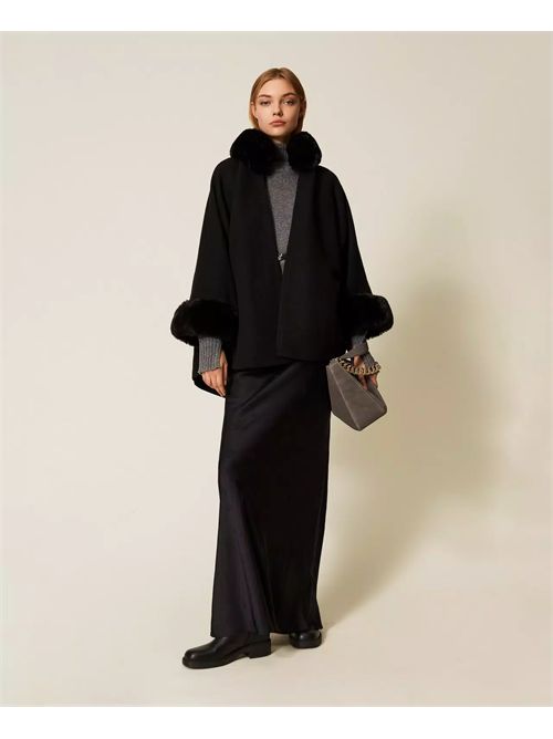 Poncho in panno e faux fur TWINSET | TO5130/00006